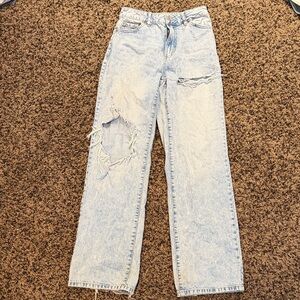 Garage Light Blue Distressed Flare Jeans